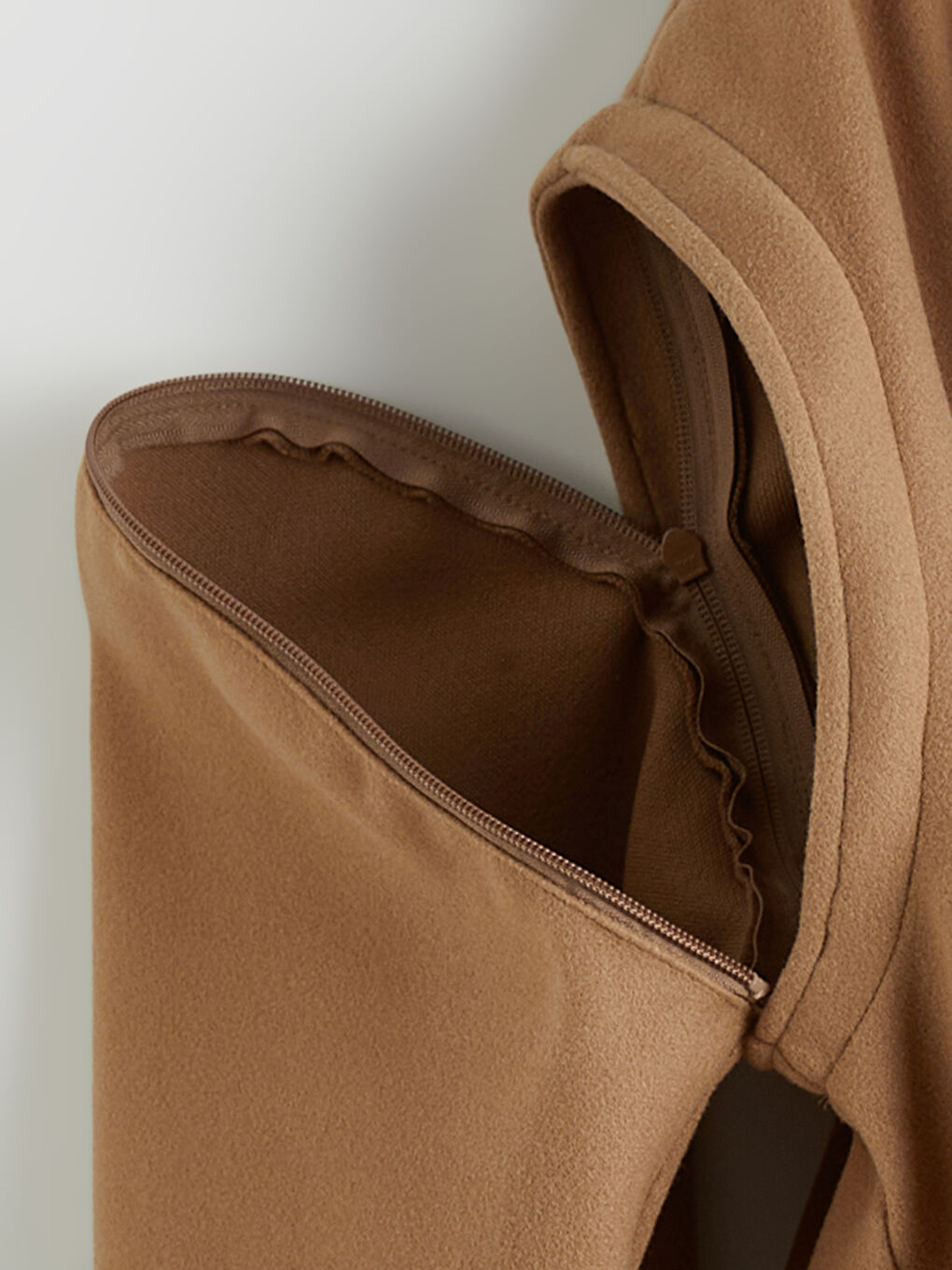 Kahverengi Kolları Çıkarılabilir Kadın Kaşe Kaban-7