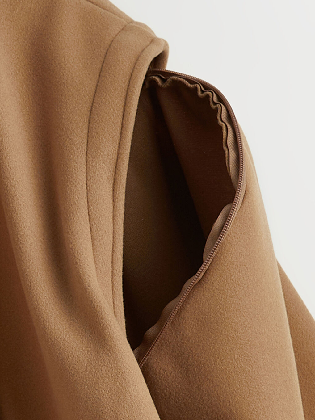 Kahverengi Kolları Çıkarılabilir Kadın Kaşe Kaban-9