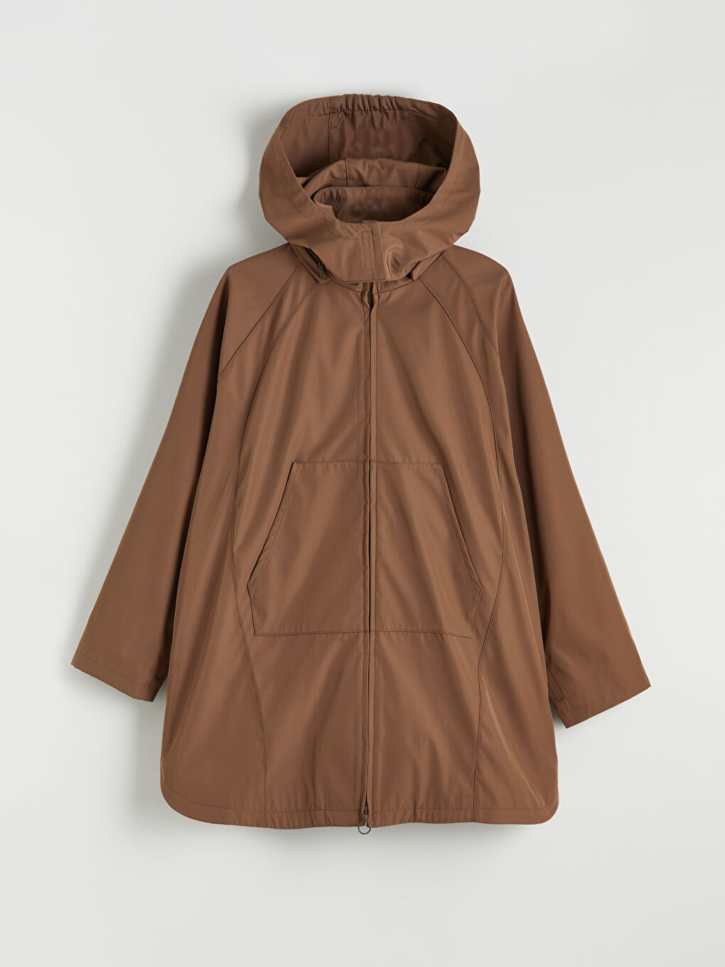 Kahverengi Kolay Giyilebilir Yanlardan Cırt Bant Kapamalı Kadın Yağmurluk-5