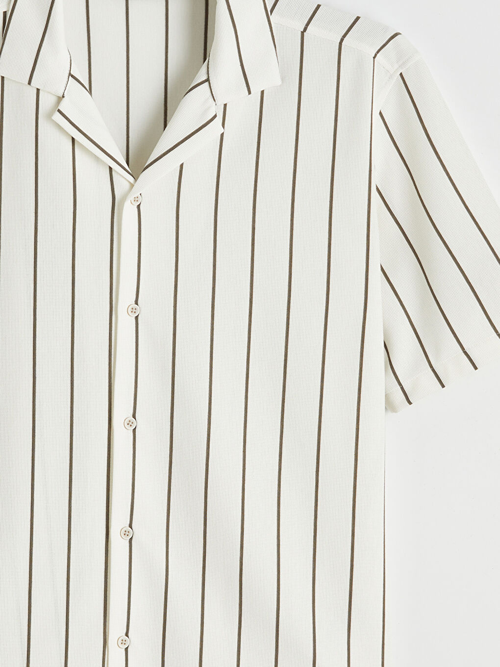 Ekru Regular Fit Çizgili Erkek Gömlek-1