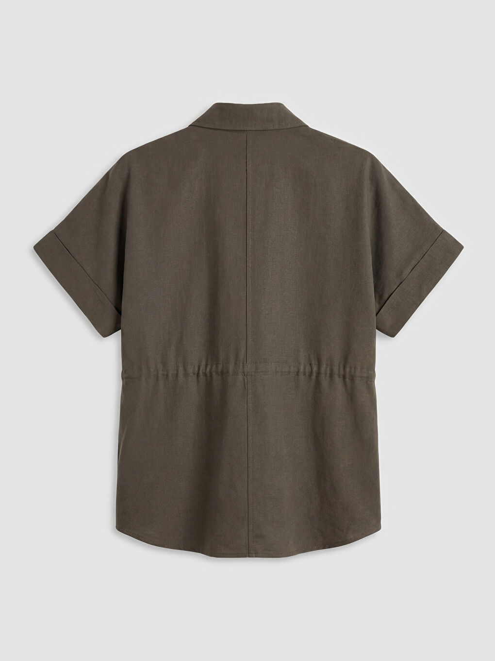 Haki Beli Bağlamalı Oversize Kadın Gömlek-2