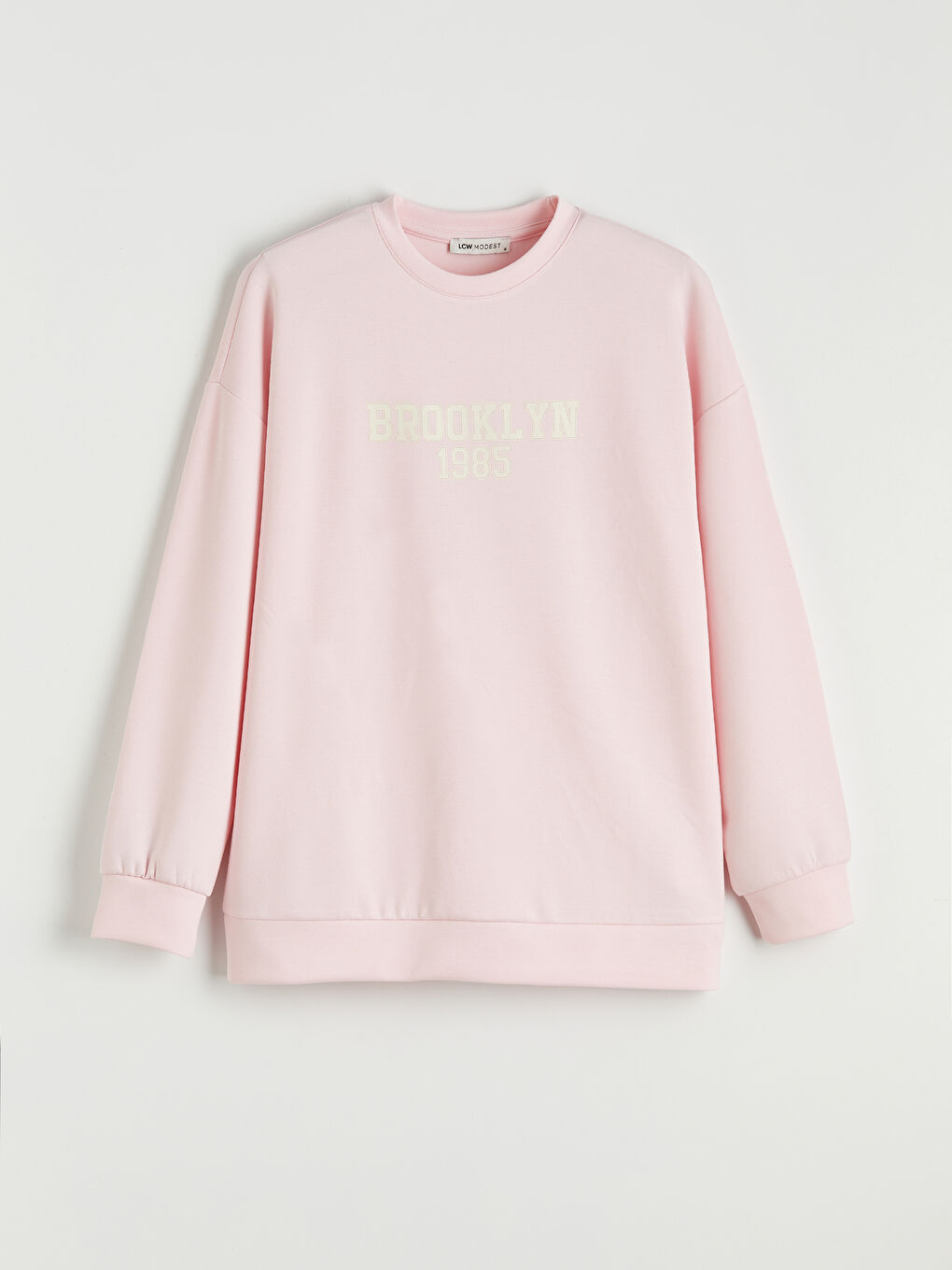 Pembe Brooklyn Baskılı Soft Touch Kadın Sweatshirt Tunik