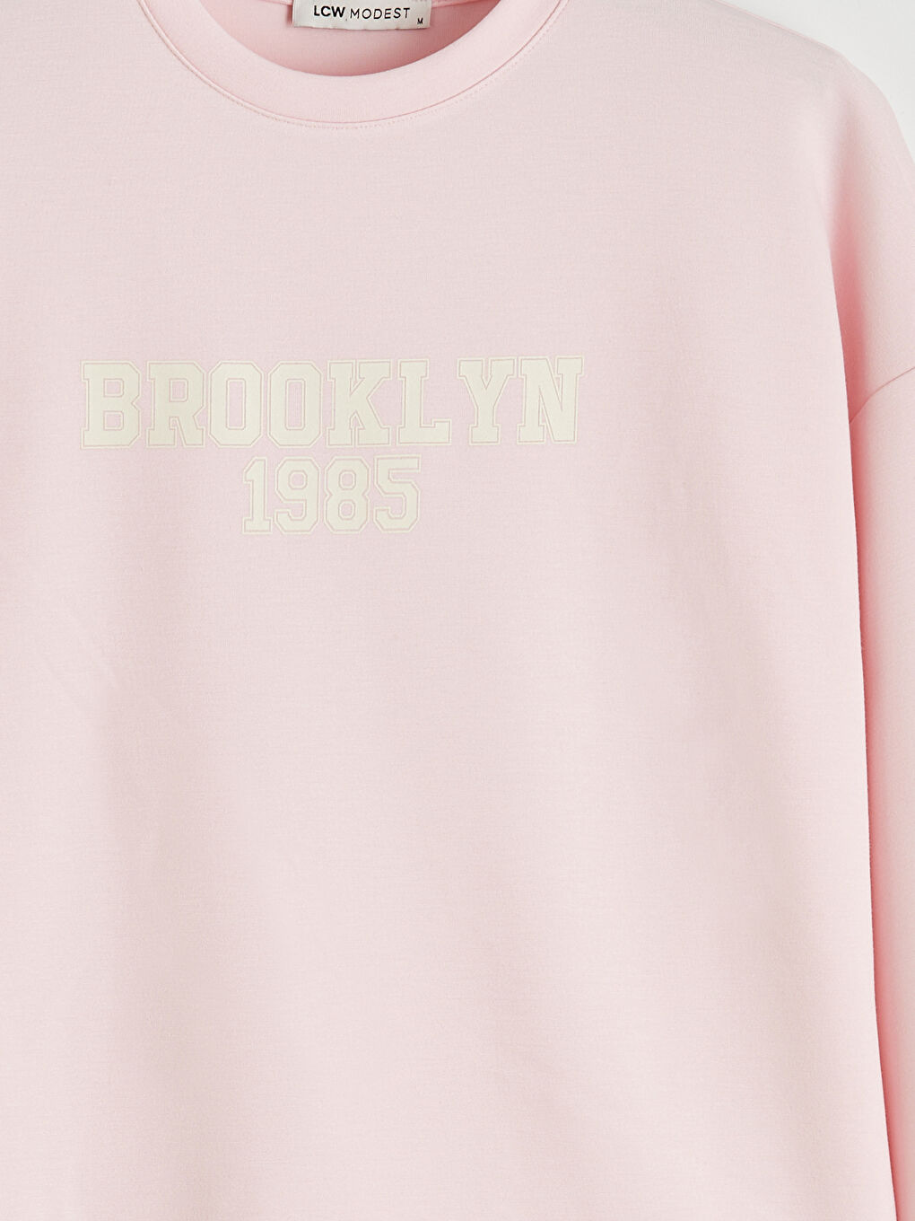Pembe Brooklyn Baskılı Soft Touch Kadın Sweatshirt Tunik-1