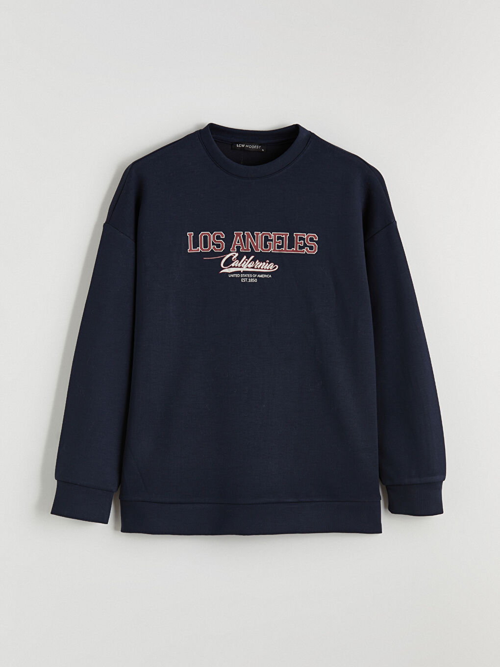 Lacivert Los Angeles Baskılı Soft Touch Kadın Sweatshirt Tunik