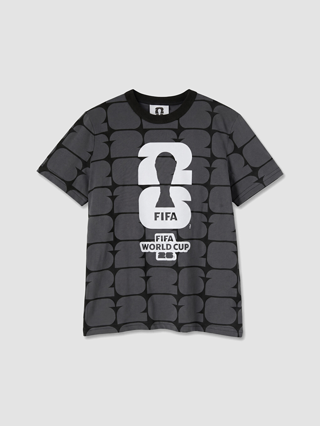 Antrasit Bisiklet Yaka FIFA 2026 Baskılı Erkek Çocuk Tişört-1
