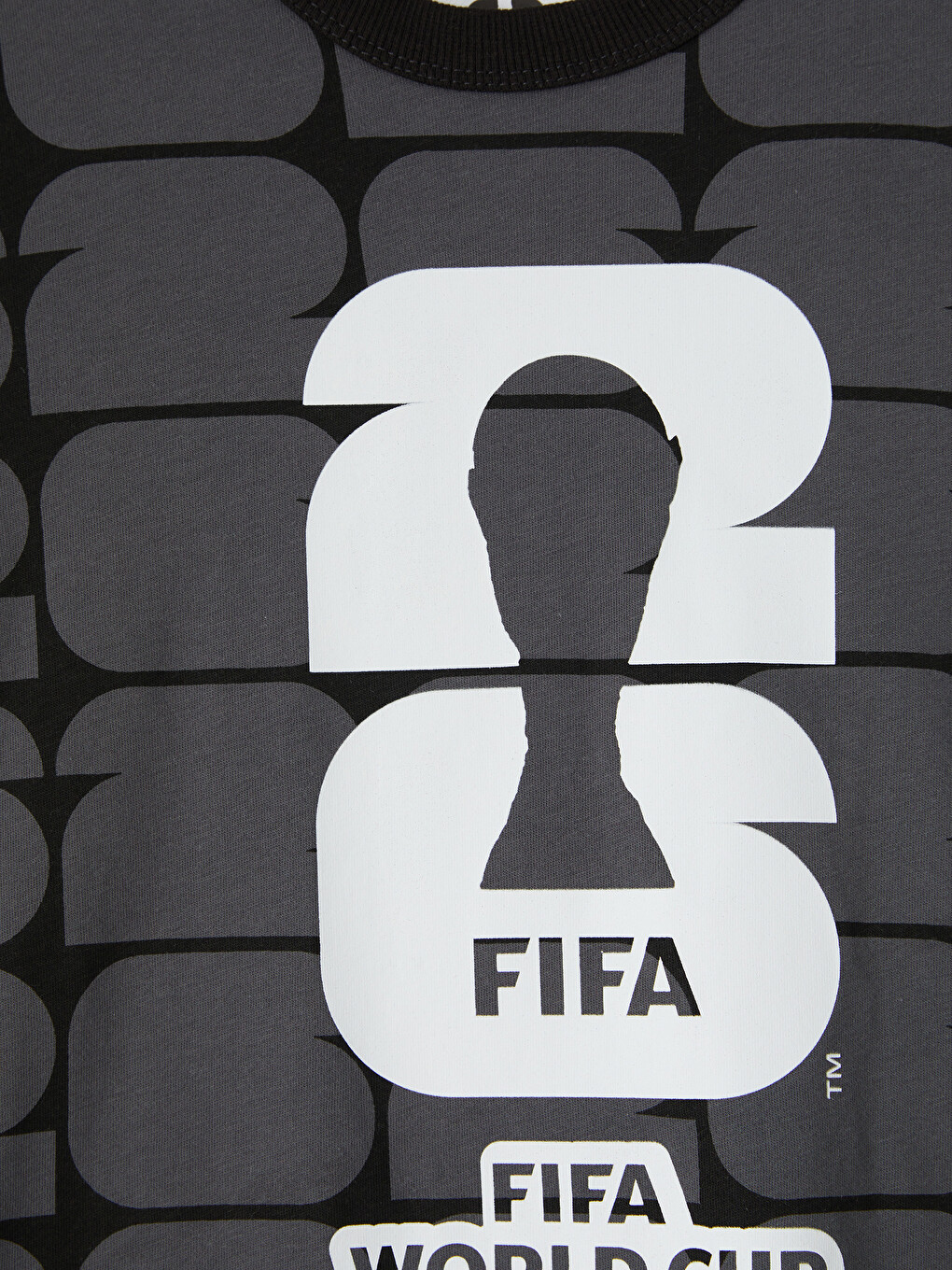 Antrasit Bisiklet Yaka FIFA 2026 Baskılı Erkek Çocuk Tişört-2