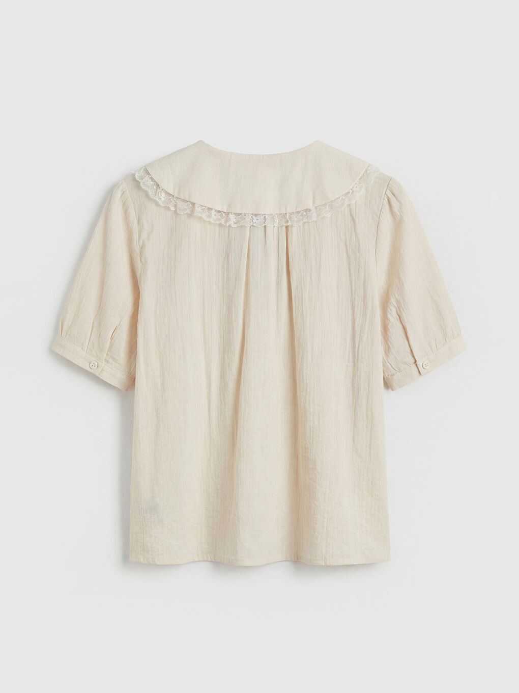 Ekru Bebe Yaka Kadın Gömlek-5