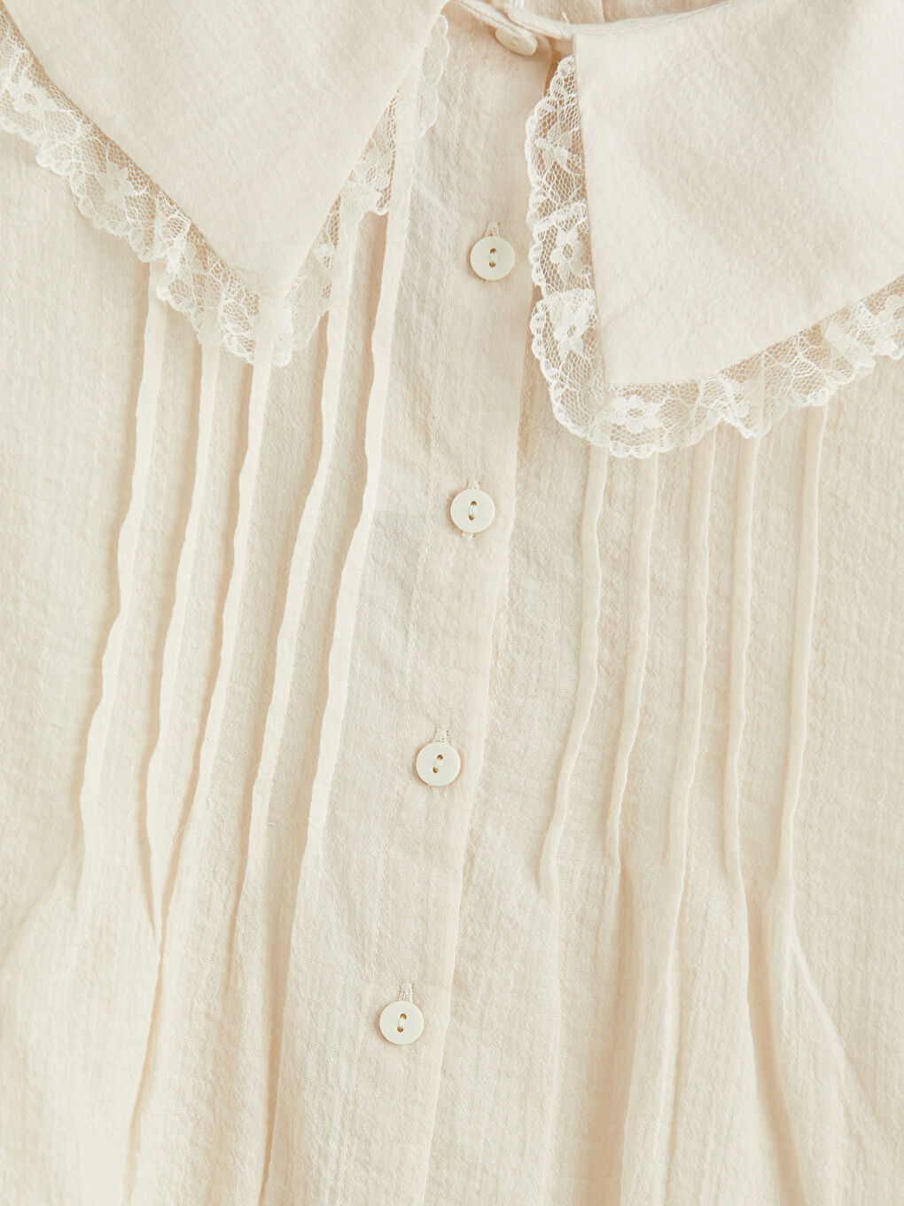 Ekru Bebe Yaka Kadın Gömlek-6