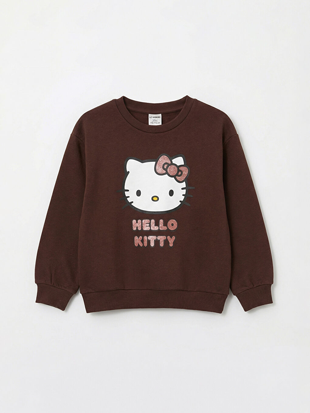 Kahverengi Hello Kitty Baskılı Kız Çocuk Sweatshirt ve Eşofman Altı-1