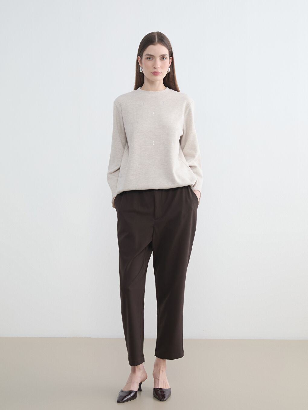 Jeweled crew neck sweatshirt tunic.-1