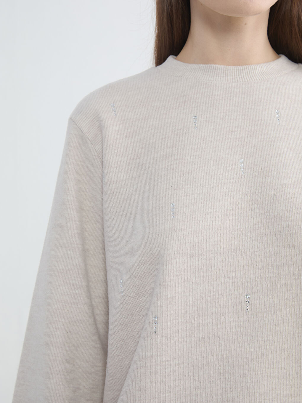 Jeweled crew neck sweatshirt tunic.-2