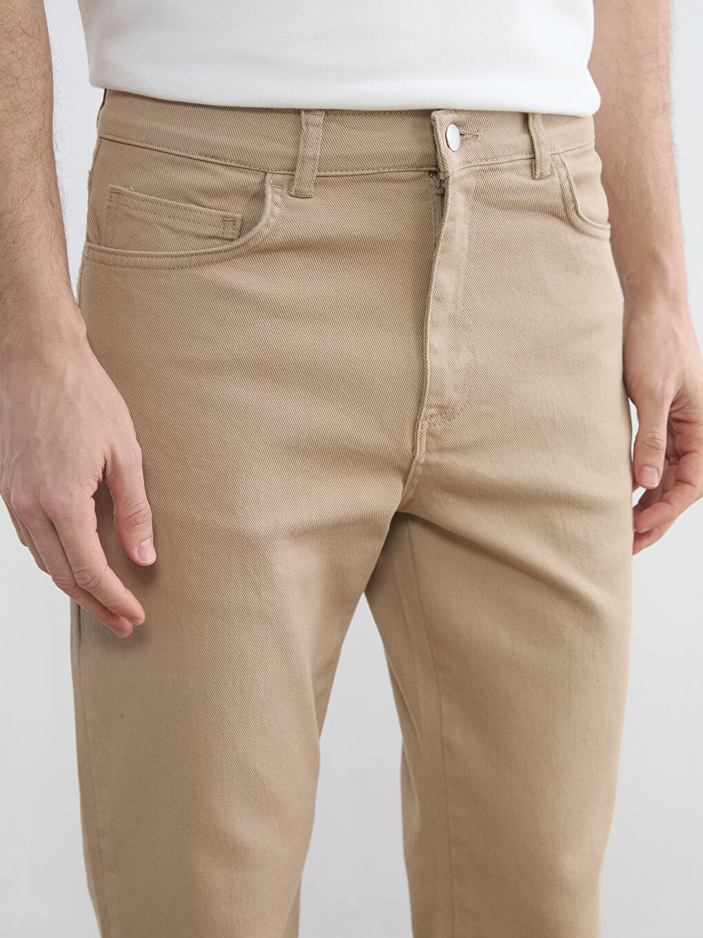 Bej Standart Kalıp Gabardin Erkek Pantolon-2