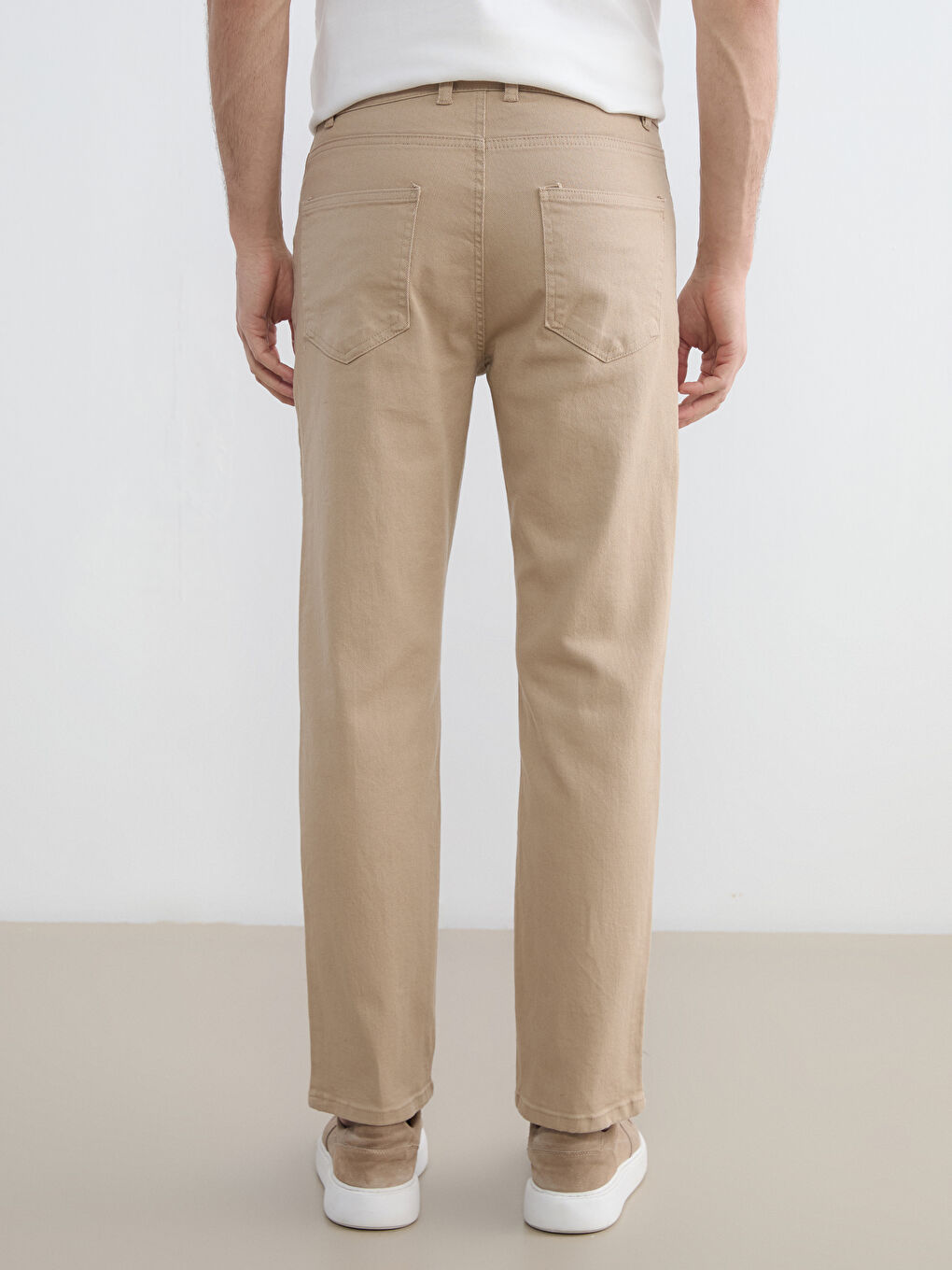 Bej Standart Kalıp Gabardin Erkek Pantolon-3