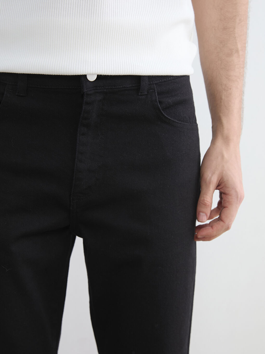 Siyah Standart Kalıp Gabardin Erkek Pantolon-2