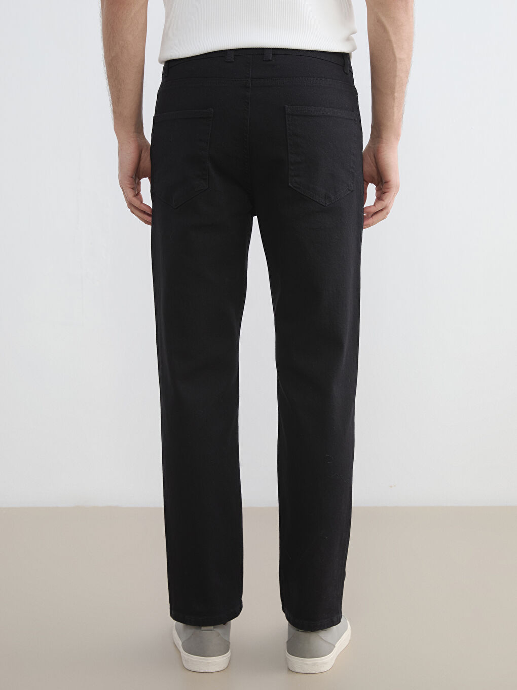 Siyah Standart Kalıp Gabardin Erkek Pantolon-3