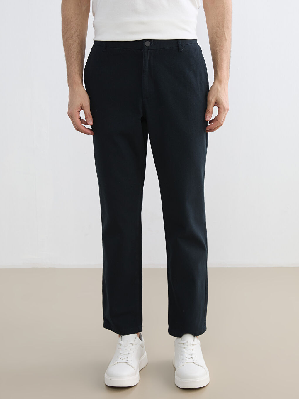 Lacivert Standart Kalıp Armürlü Erkek Pantolon-1