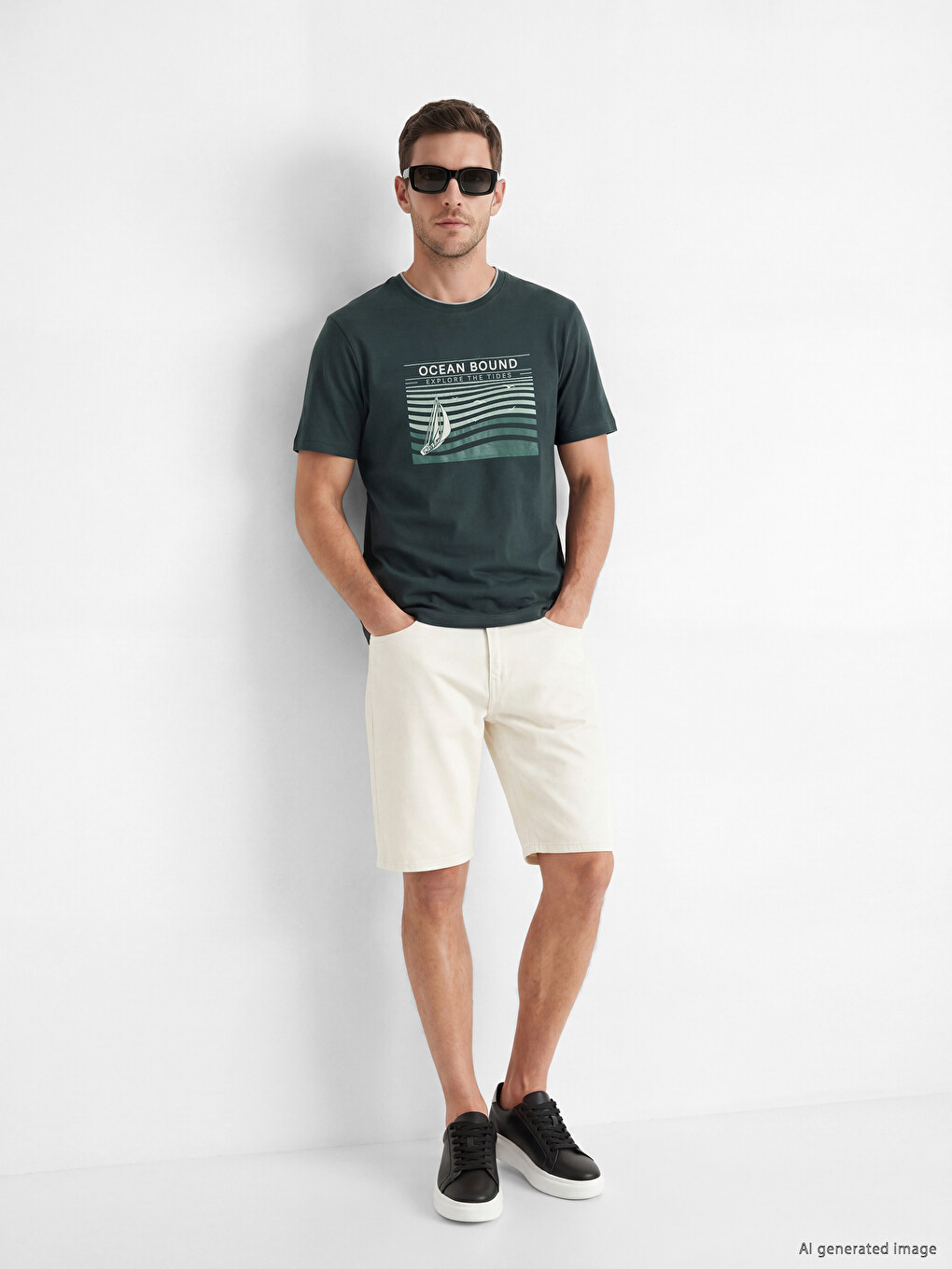 T-shirt I Stampuar Me Jakë Të Rrumbullakët Për Burra-1
