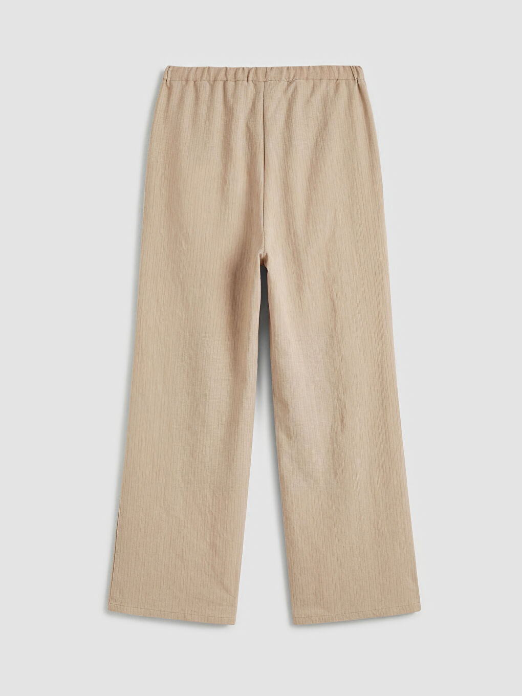 Bej Çizgili Modal Karışımlı Kadın Pantolon-1