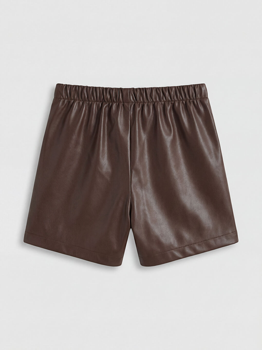 Kahverengi Kız Çocuk Suni Deri Şort Etek-1