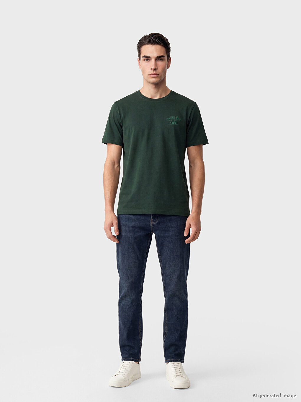 Tricou Jerseu Imprimat cu Guler Rotund pentru Bărbați-1