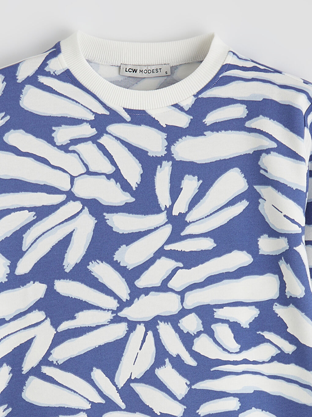 Mavi Bisiklet Yaka Desenli Kadın Sweatshirt Tunik-1