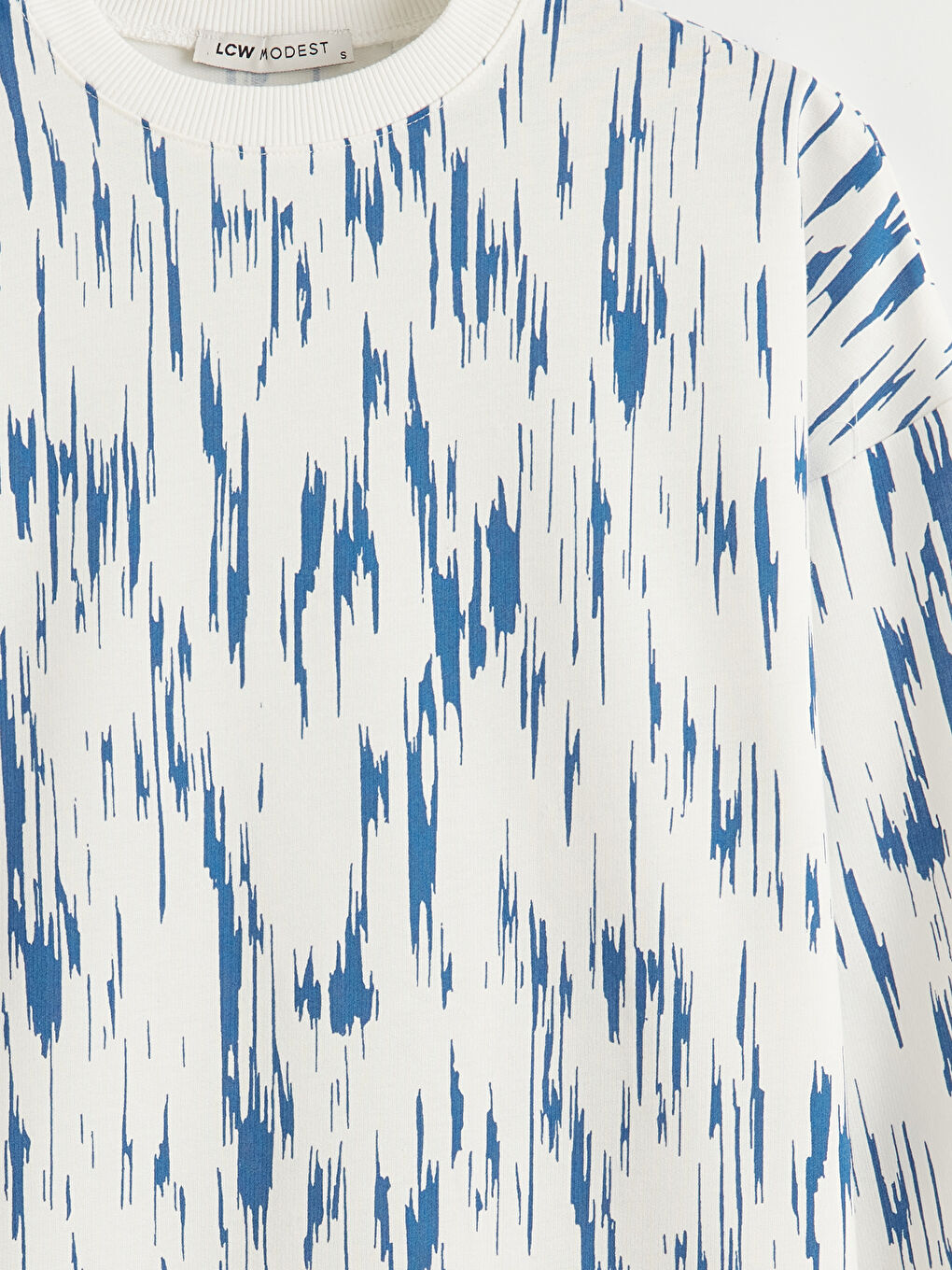 Mavi Bisiklet Yaka Desenli Kadın Sweatshirt Tunik	-4