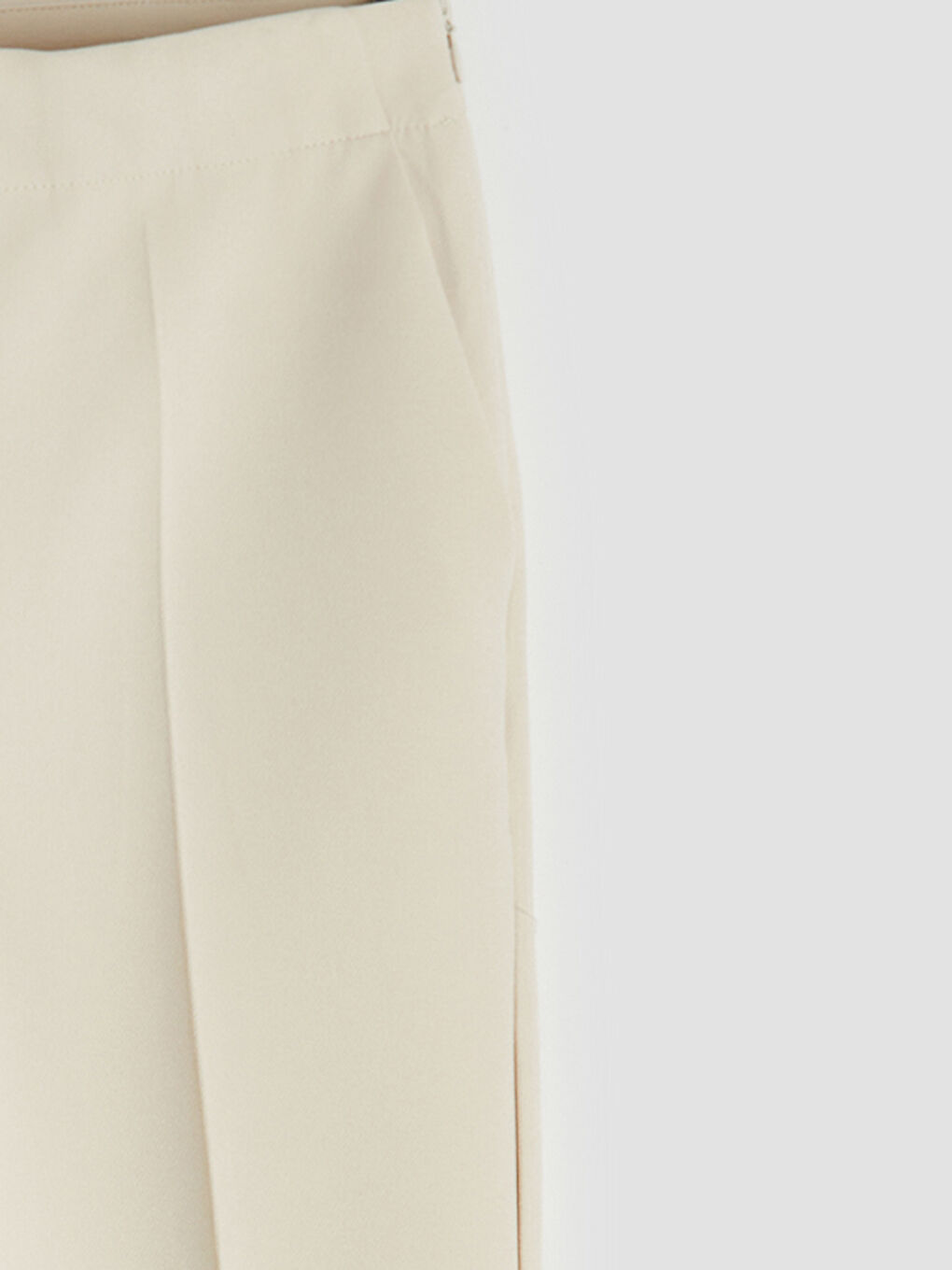 Bej Beli Fermuarlı Dar Fit Kadın Pantolon-5