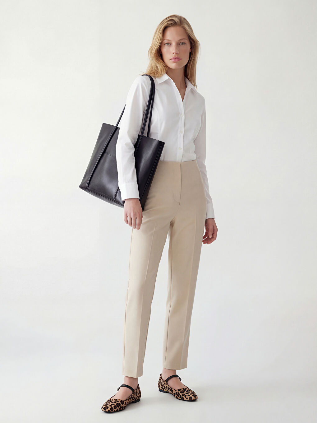 Bej Beli Fermuarlı Dar Fit Kadın Pantolon	-1