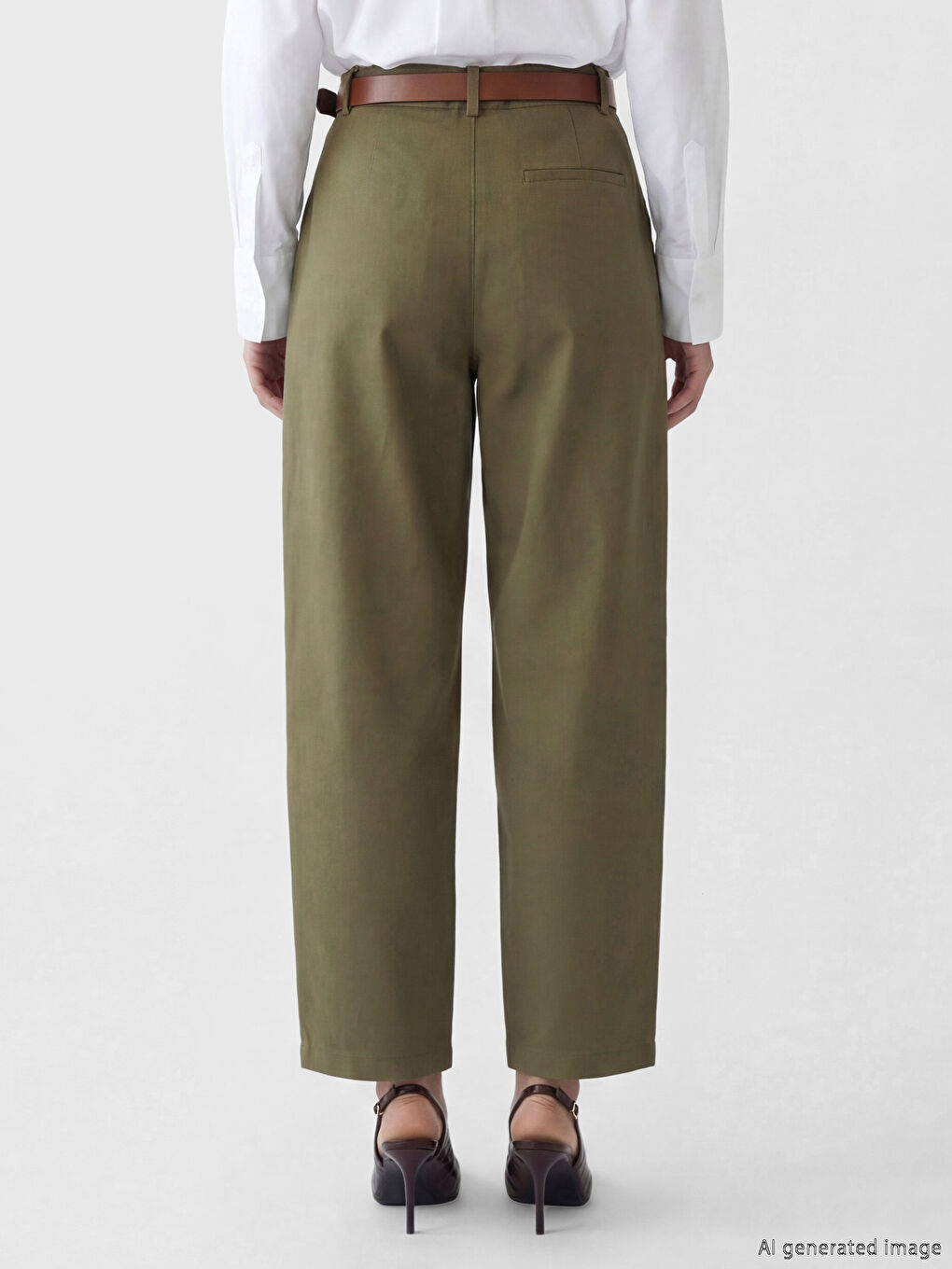 Pantalon Femme en Gabardine avec Ceinture-3
