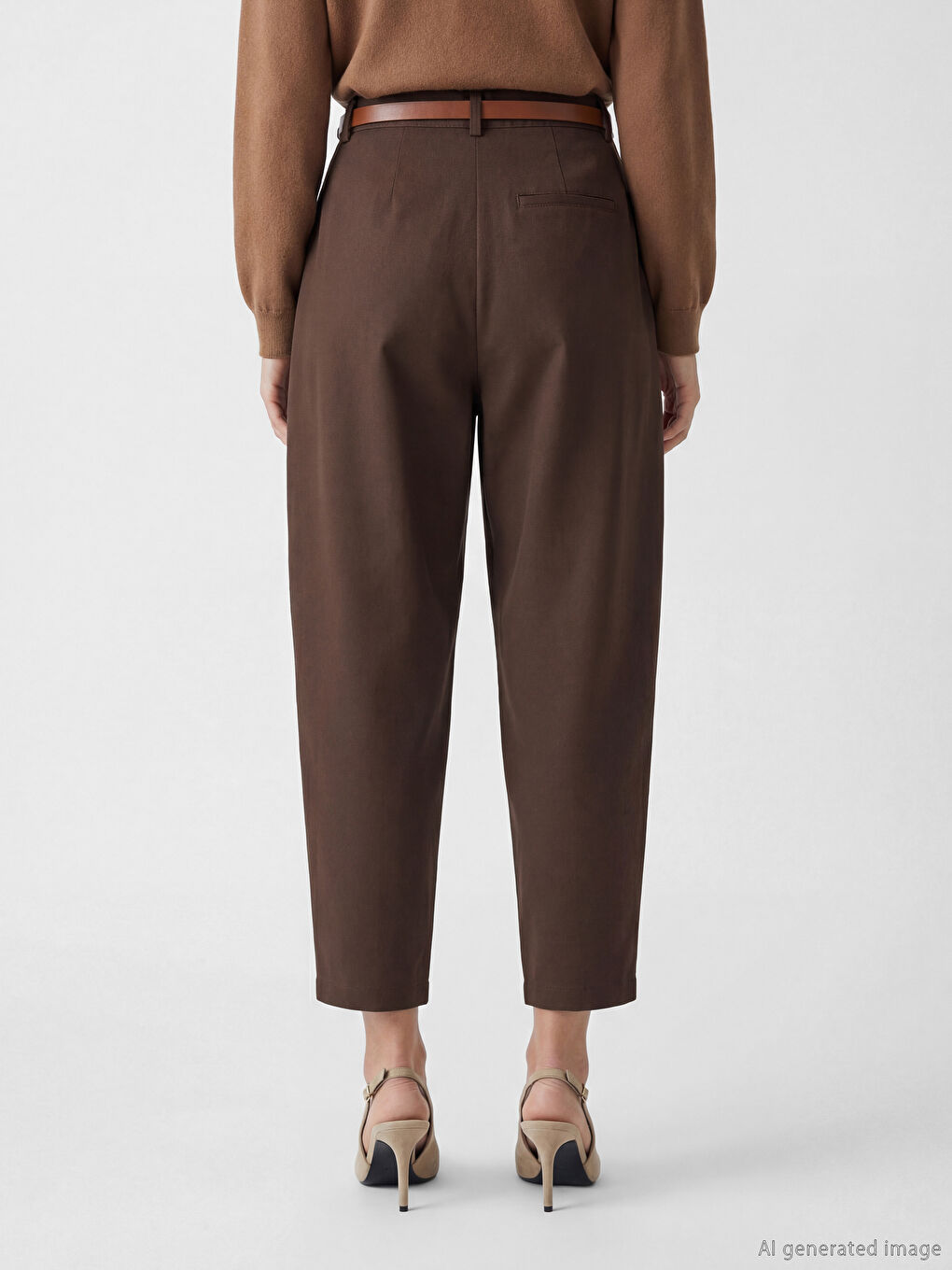 Pantalon Femme en Gabardine avec Ceinture-3