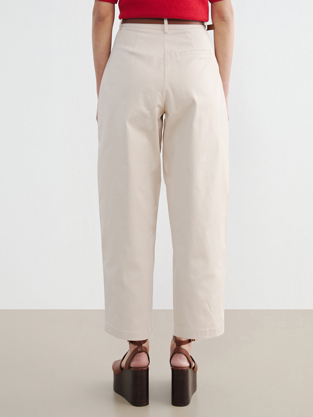 Ženske pantalone od gabardina sa kaišem-3