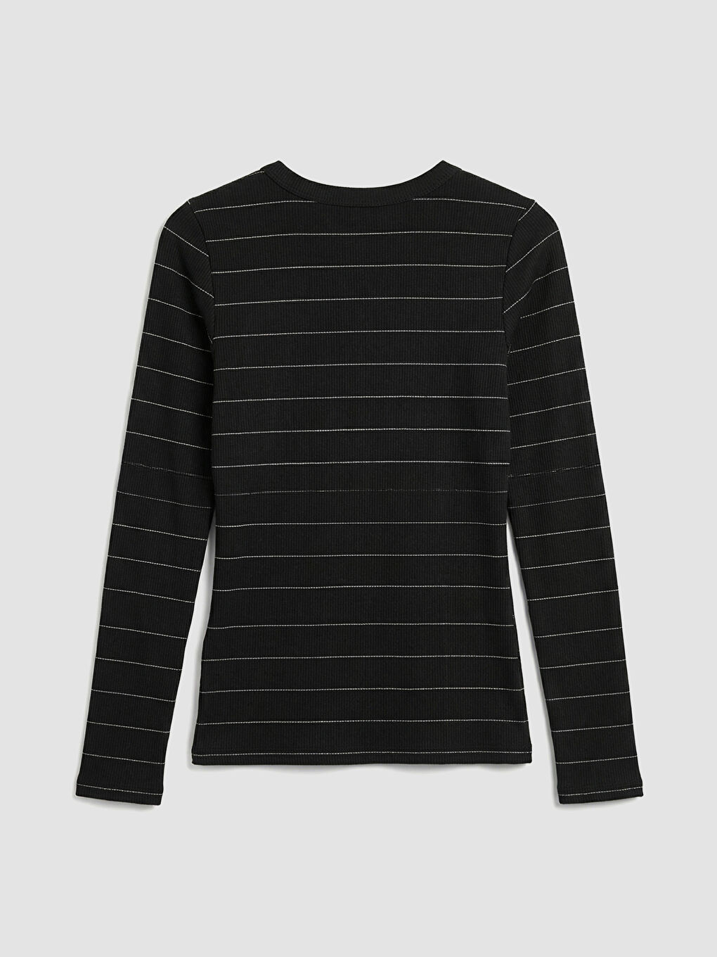 Siyah Bisiklet Yaka Çizgili Kadın Body-5