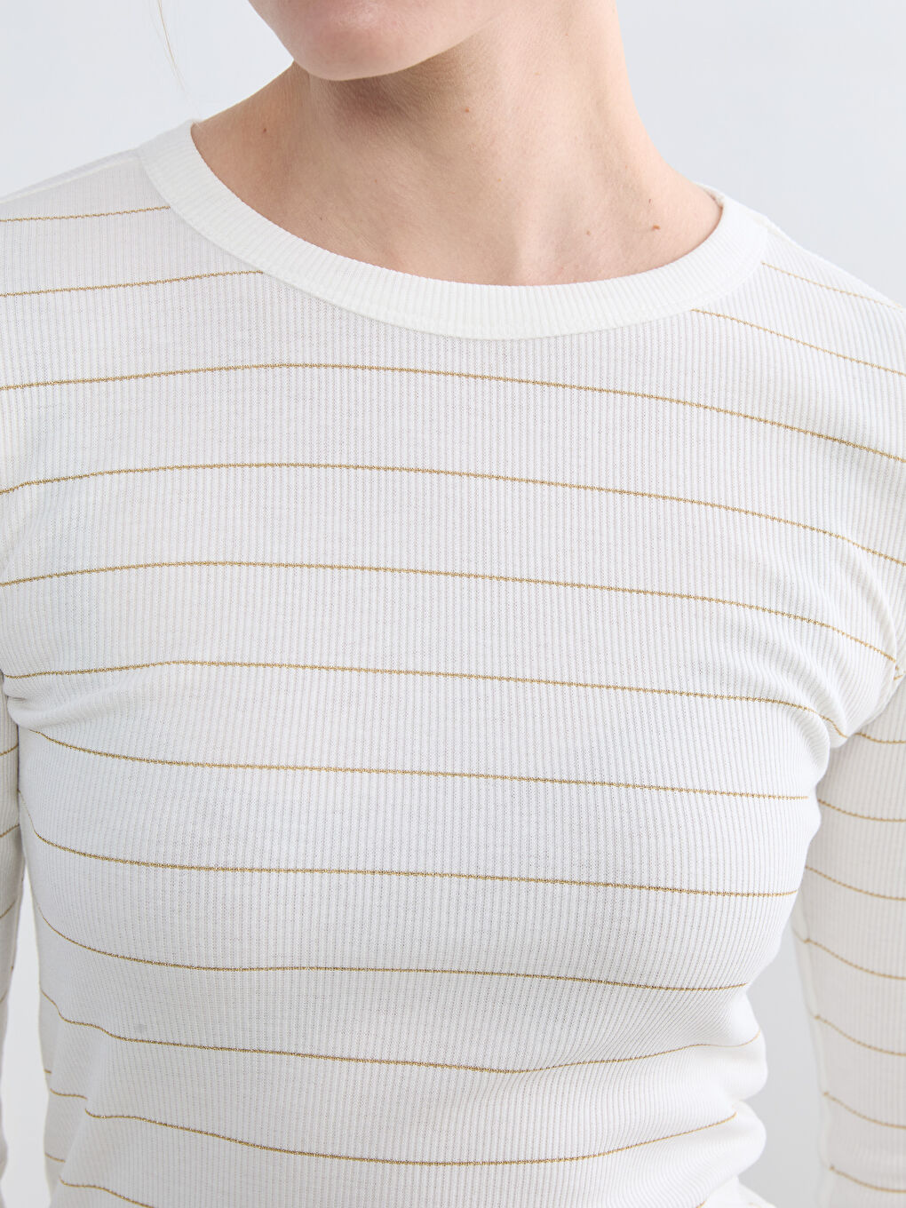 Bisiklet Yaka Çizgili Kadın Body-2