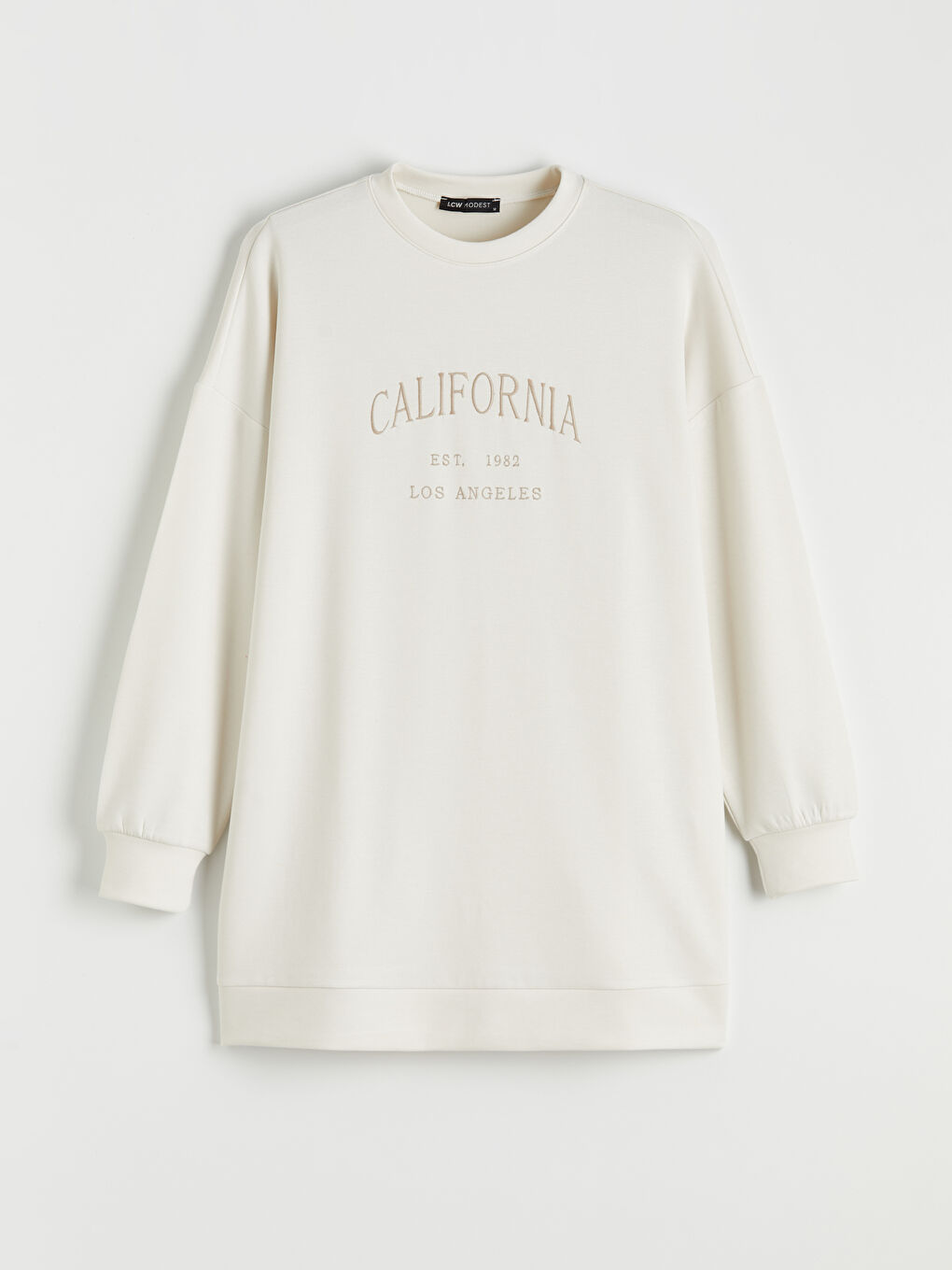 Kahverengi California Nakışlı Soft Touch Kadın Sweatshirt Tunik