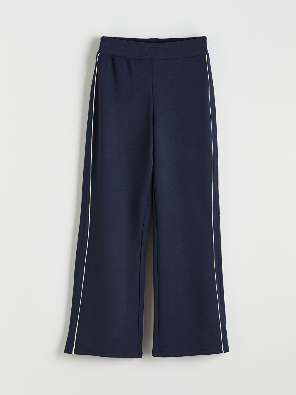 Lacivert Beli Lastikli Geniş Paça Kadın Eşofman Altı