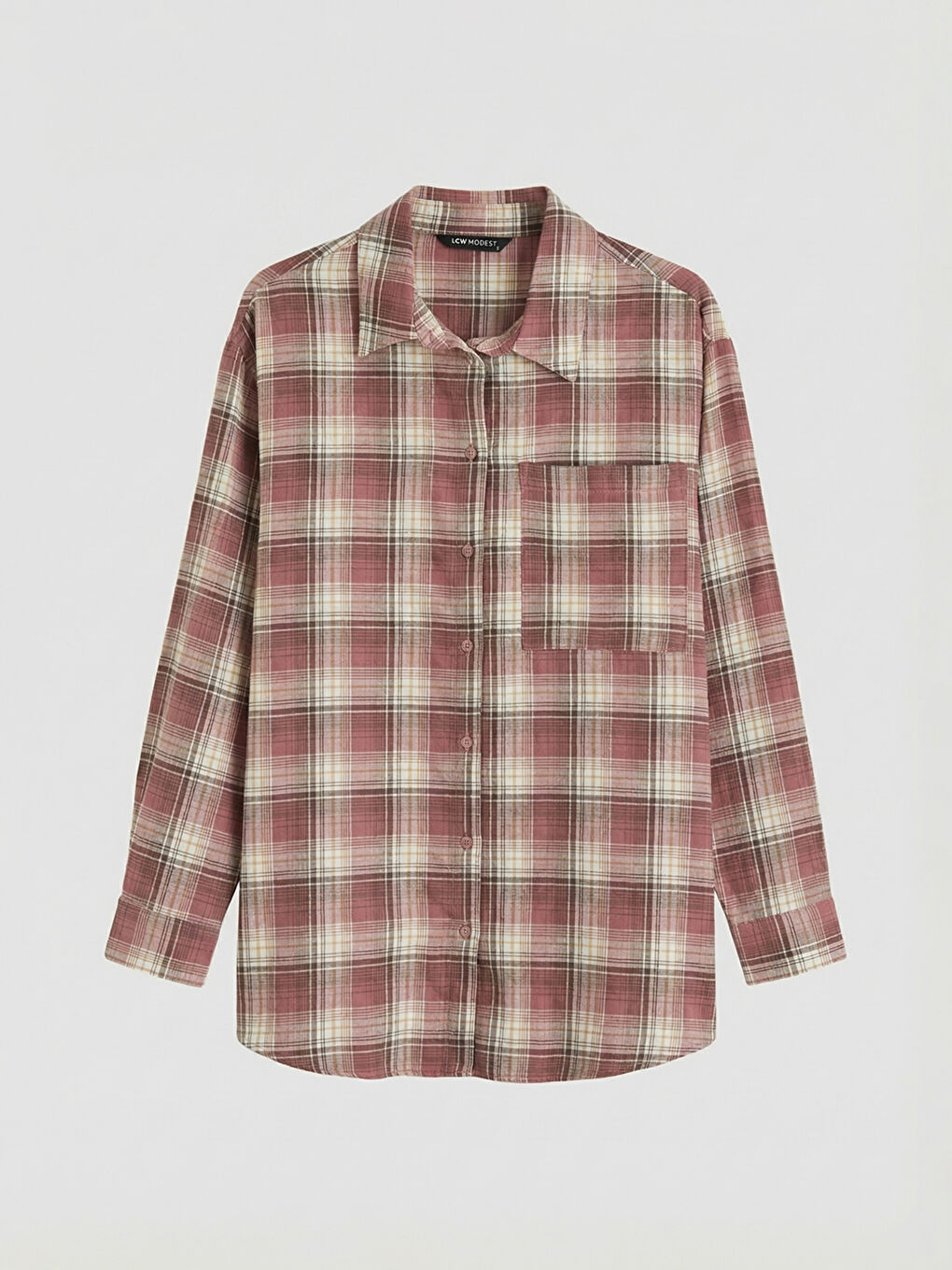 Pembe Ekose Kadın Gömlek Tunik-4