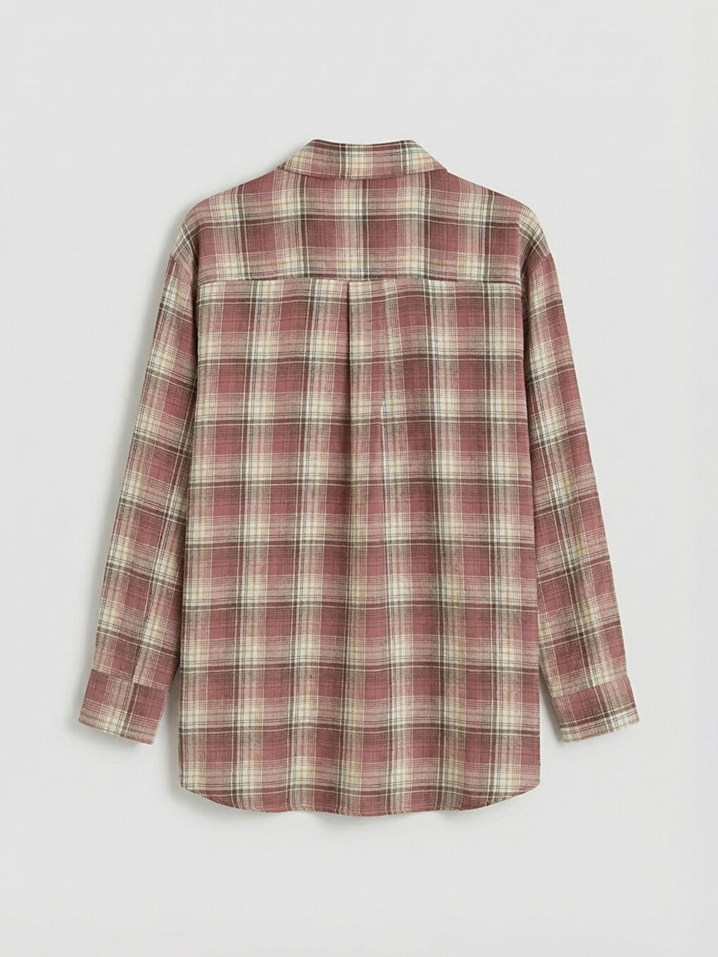 Pembe Ekose Kadın Gömlek Tunik-5