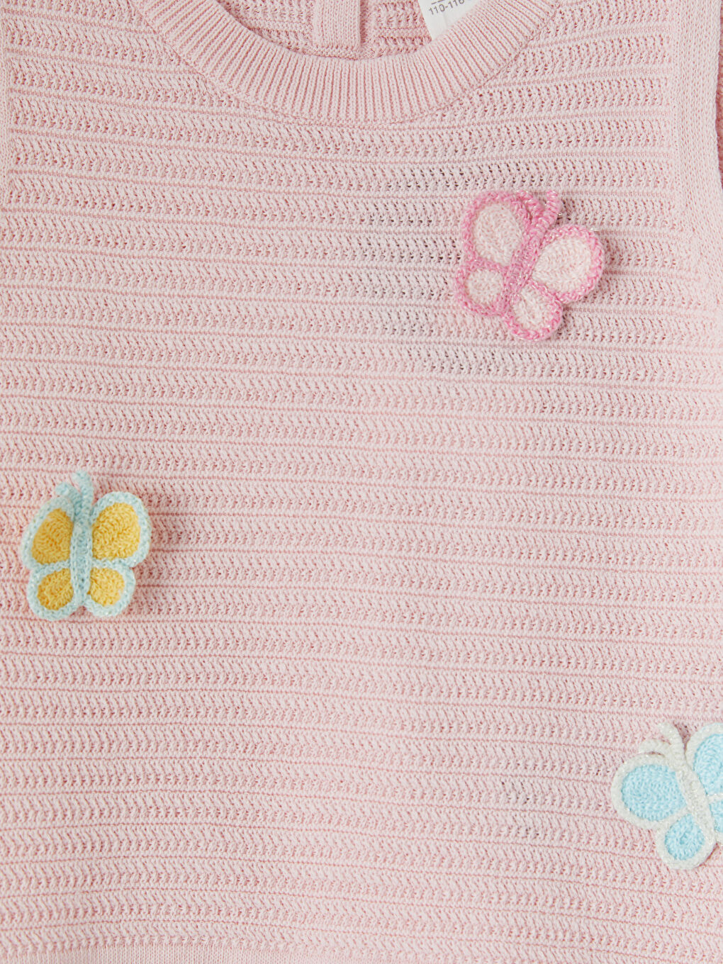 Pembe Kelebek Nakışlı Kız Çocuk Triko Yelek-1