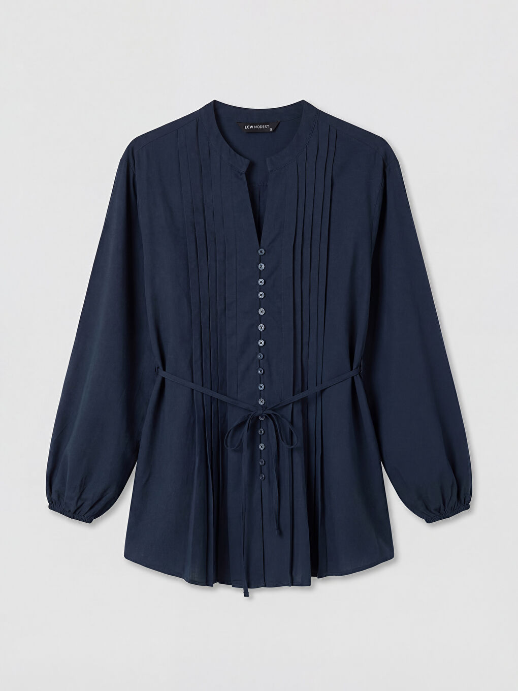 Lacivert Kaçık Yaka Büzgülü Bluz