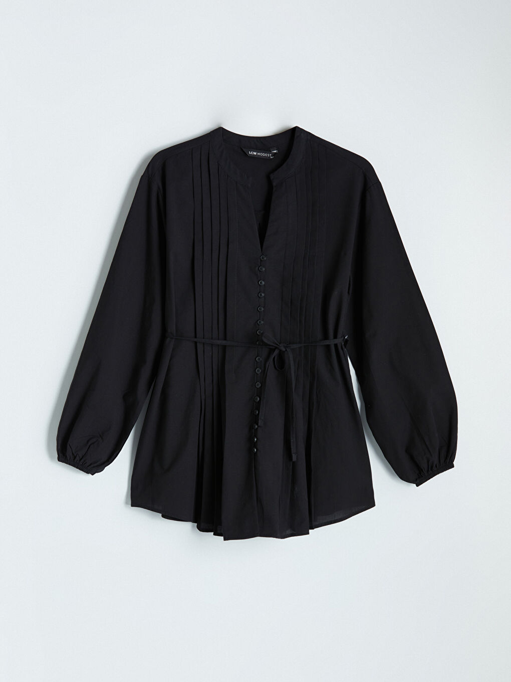 Siyah Kaçık Yaka Büzgülü Bluz