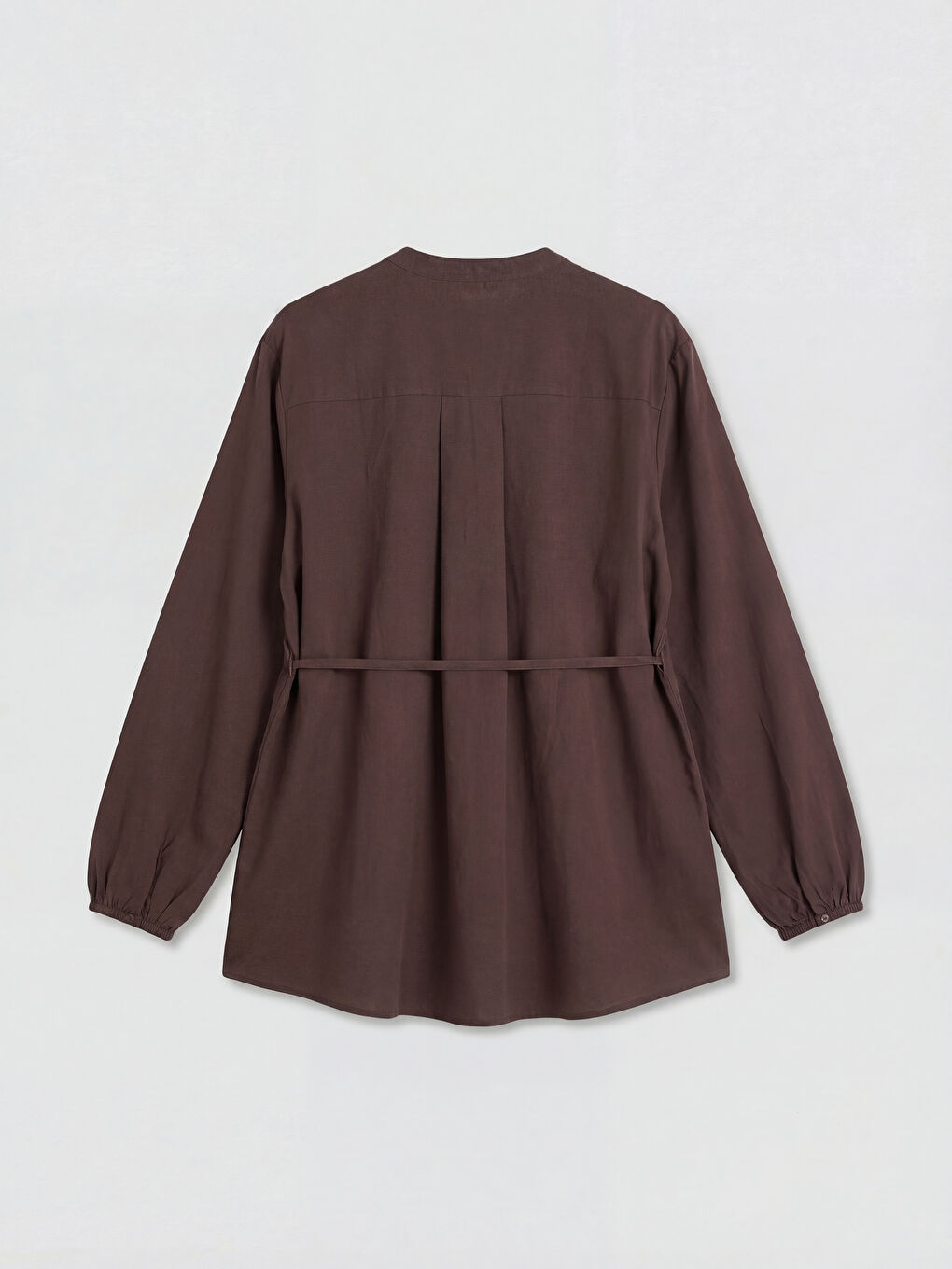 Kahverengi Kaçık Yaka Büzgülü Bluz-1