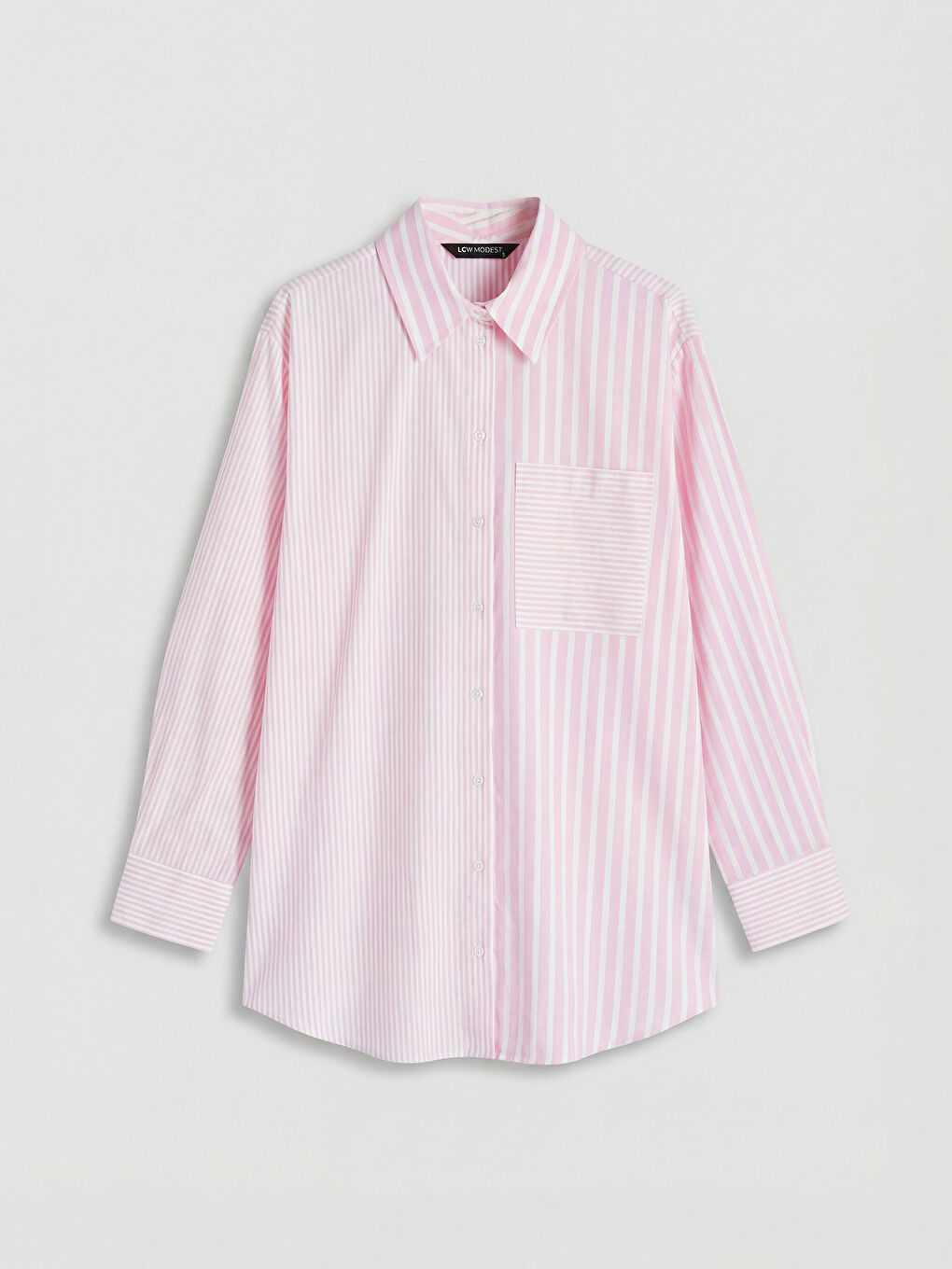 Pembe Çizgili Kadın Gömlek Tunik