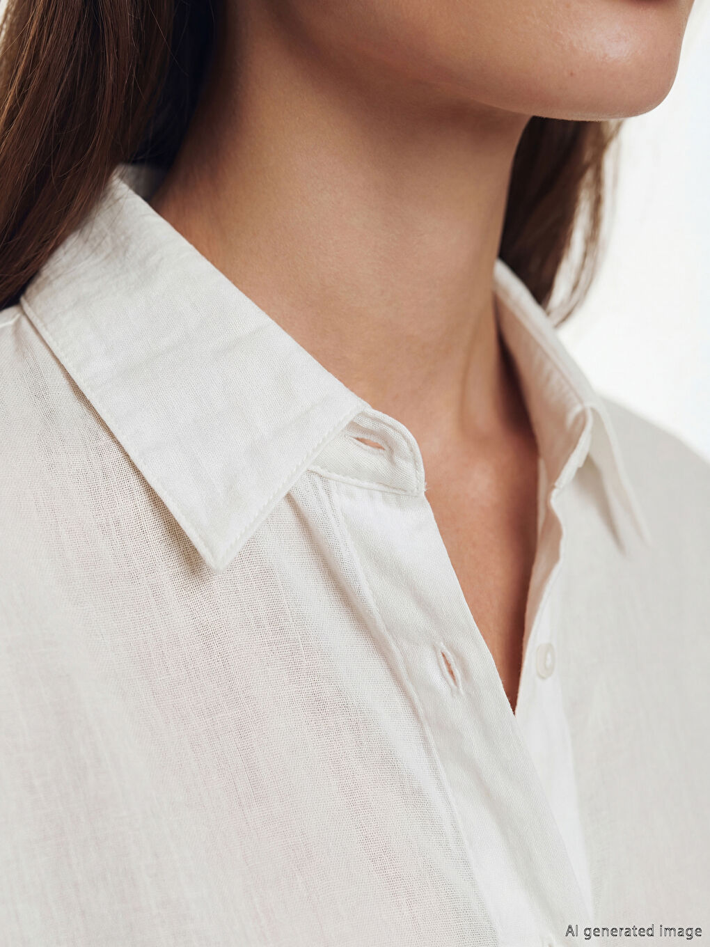 Ekru Oversize Kadın Gömlek Tunik-2