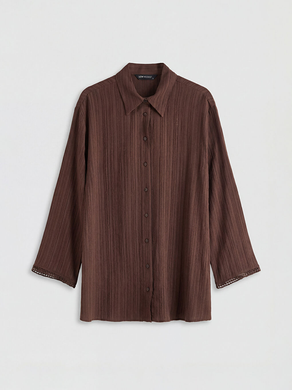 Kahverengi Keten Karışımlı Kadın Gömlek Tunik