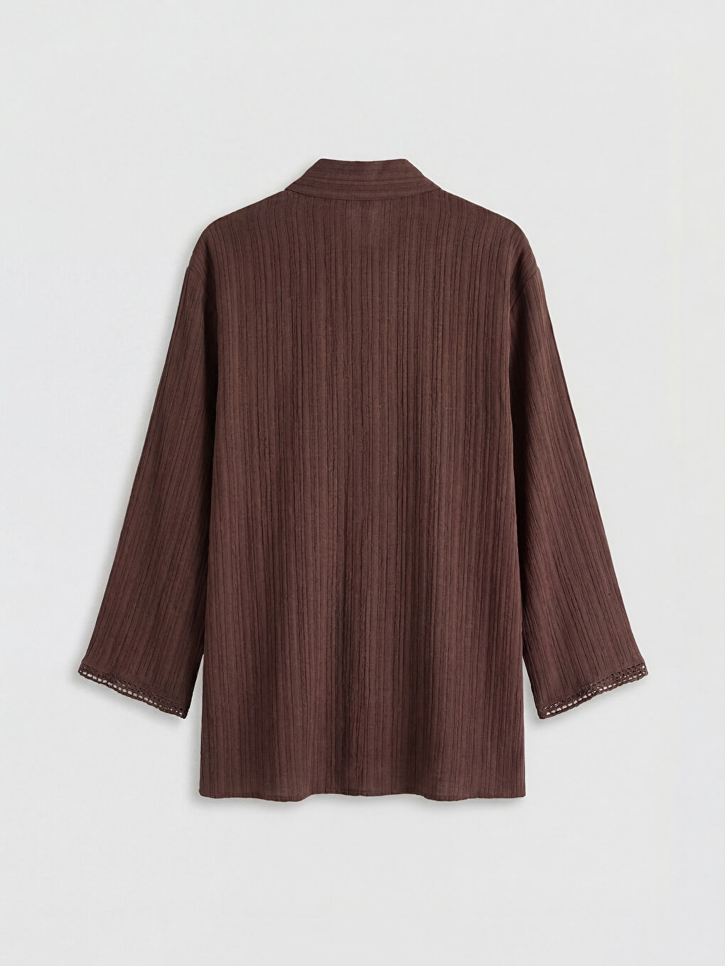 Kahverengi Keten Karışımlı Kadın Gömlek Tunik-1