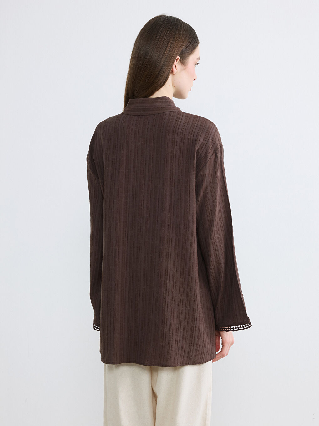 Linen Blend Women's Shirt Tunic-3