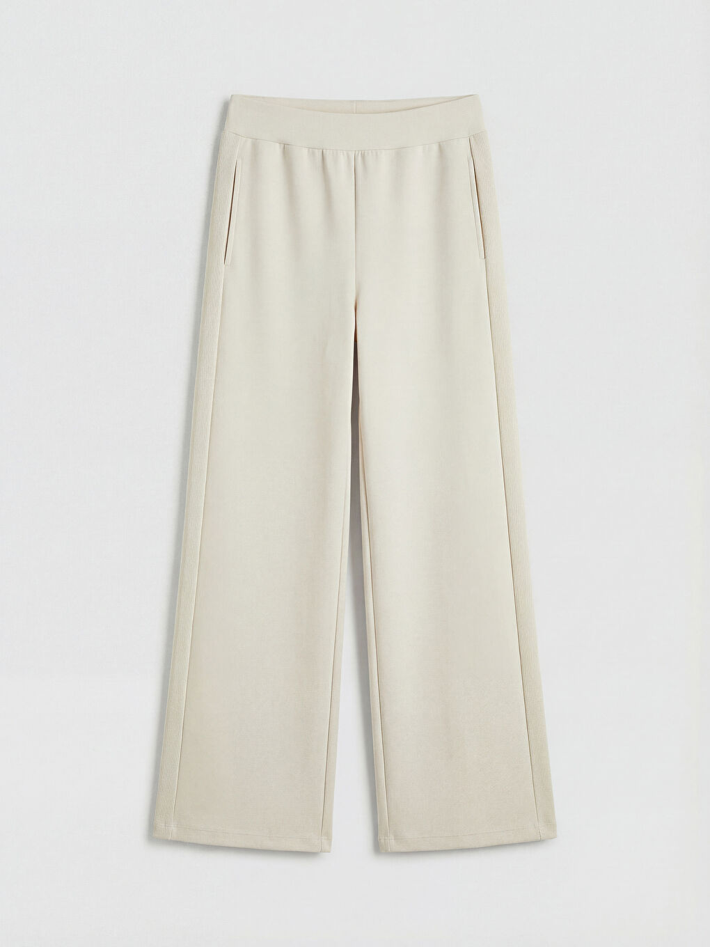 Gri Beli Lastikli Geniş Paça Kadın Eşofman Altı-5