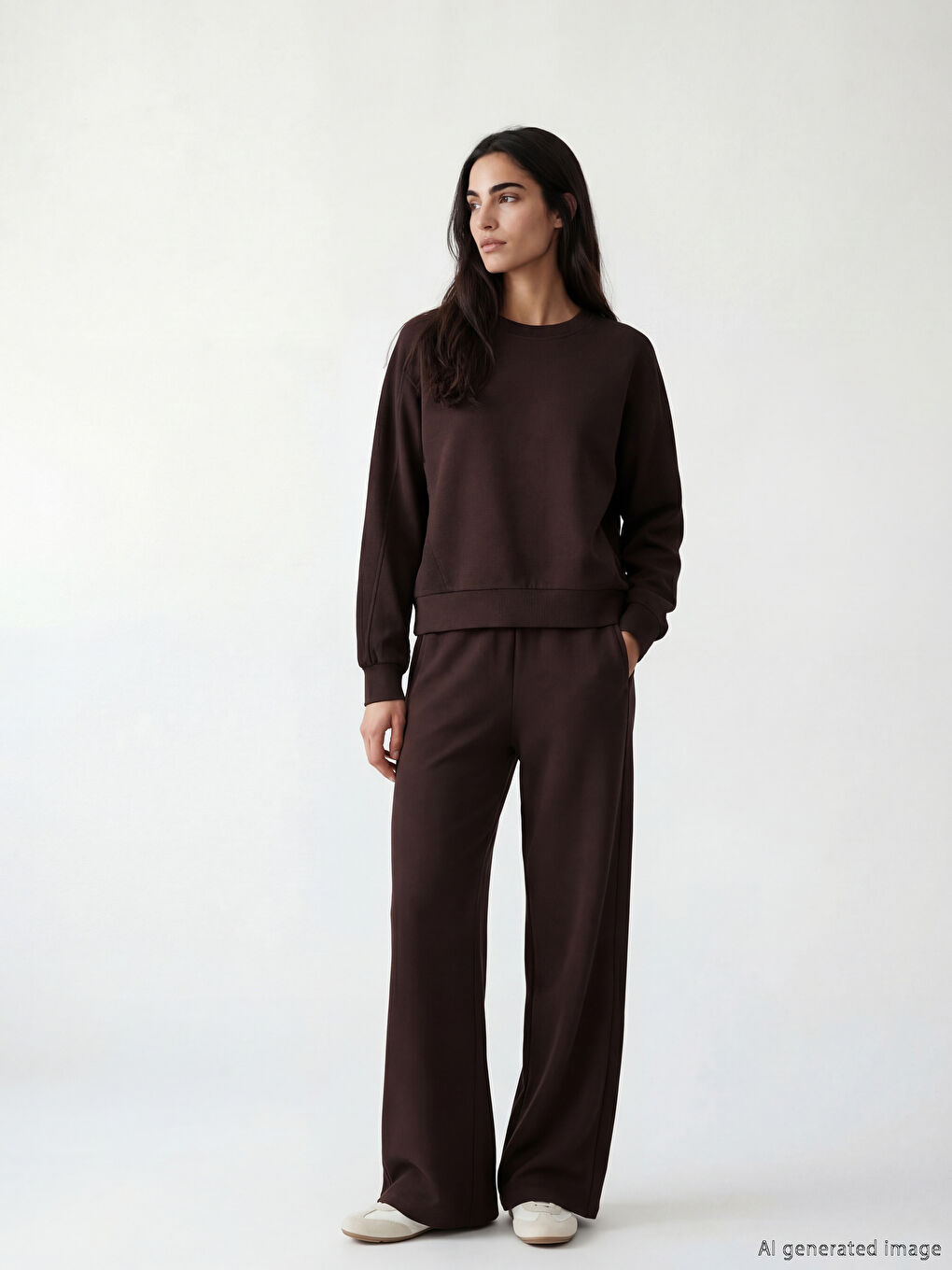 Mürdüm Beli Lastikli Geniş Paça Kadın Eşofman Altı