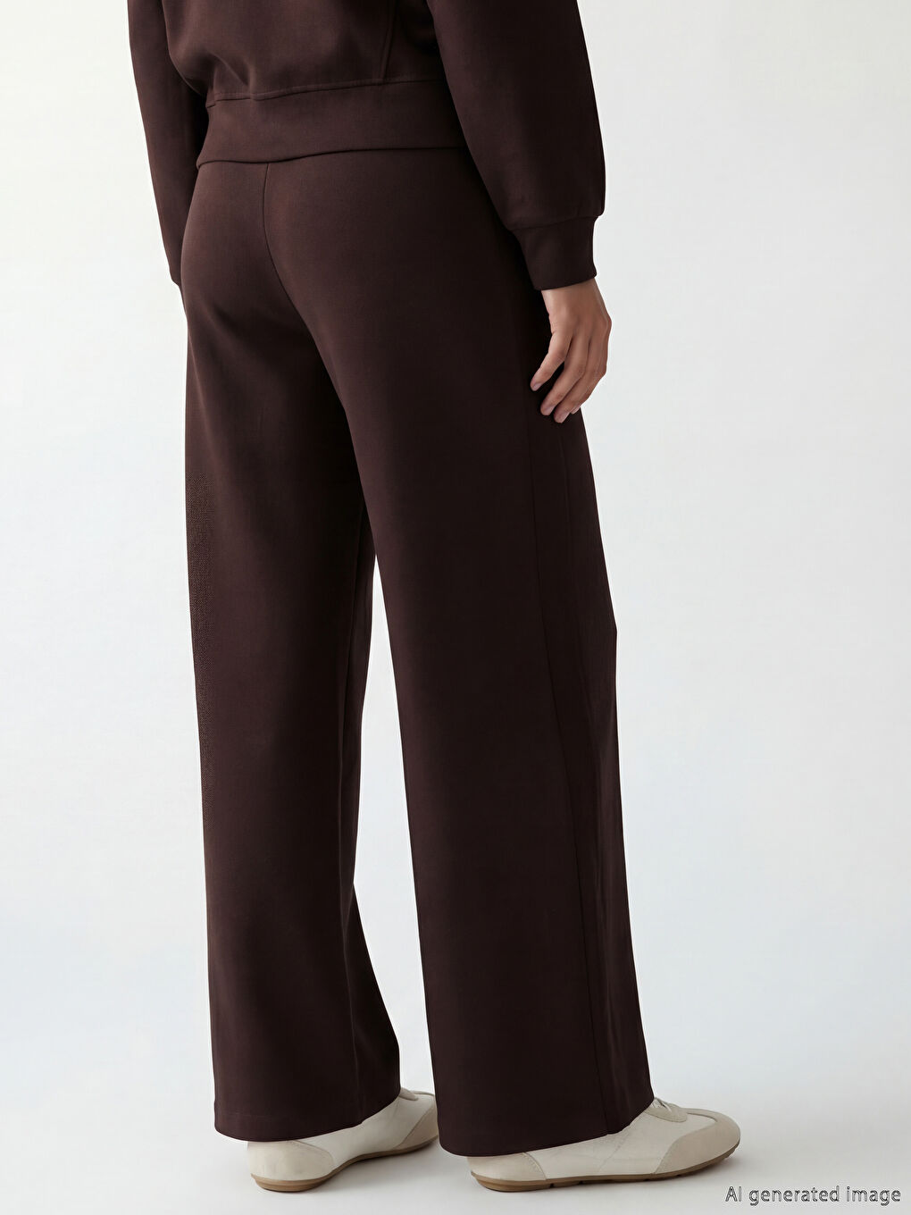 Mürdüm Beli Lastikli Geniş Paça Kadın Eşofman Altı-6