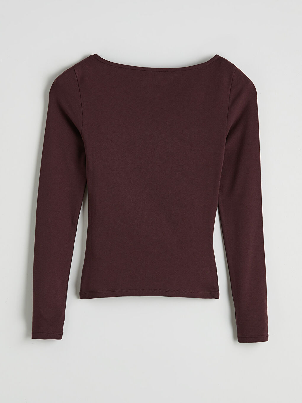 Mürdüm Kayık Yaka Büzgülü Kadın Body-1